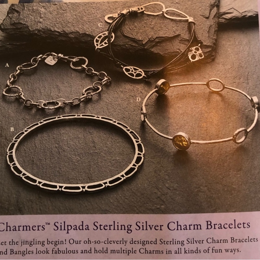 Silpada Sterling Silver and Brass Charm Bangle Bracelet - Picture 5 of 9
